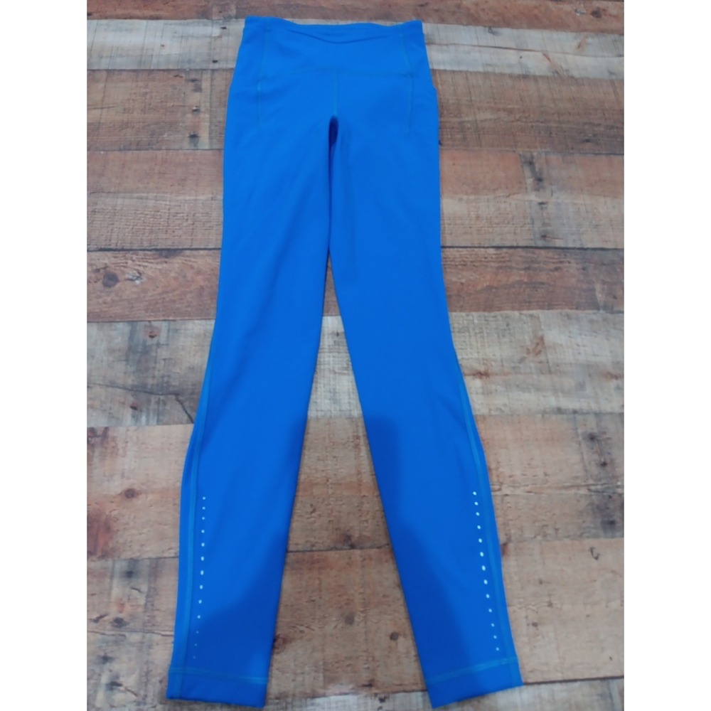 Women's Lululemon Bright Blue Leggings Sz 2 Side Pockets 2651 - Picture 2 of 9
